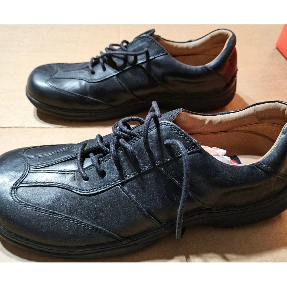 Vtg London Underground Format Oxford‎ Adler Leather Shoes Black Italy Mens 10.5